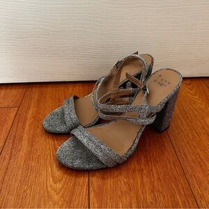 NWOT A New Day Target Silver Sparkly Strappy Block Heels